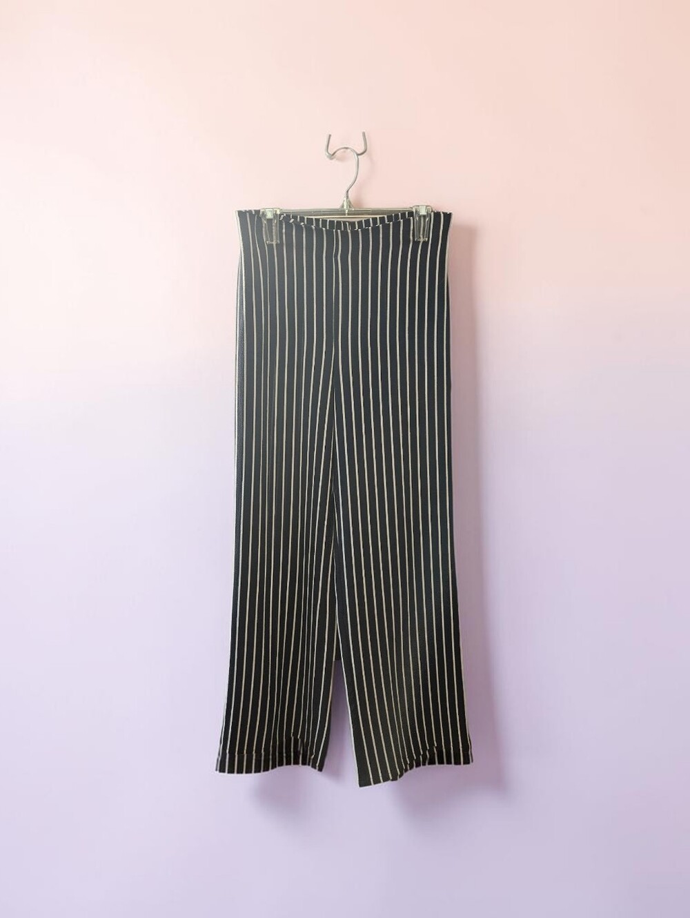 Jules & Leopold Navy Pinstripe Wide-Leg Pants, 16-19 Waist, 31 Inseam, 11 Rise